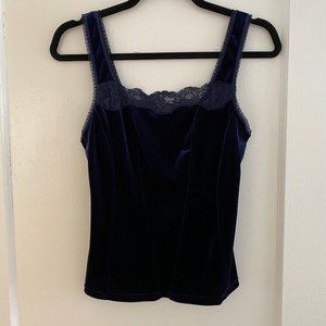 ARIANNE Corset Cami Top in Velvet Navy Blue